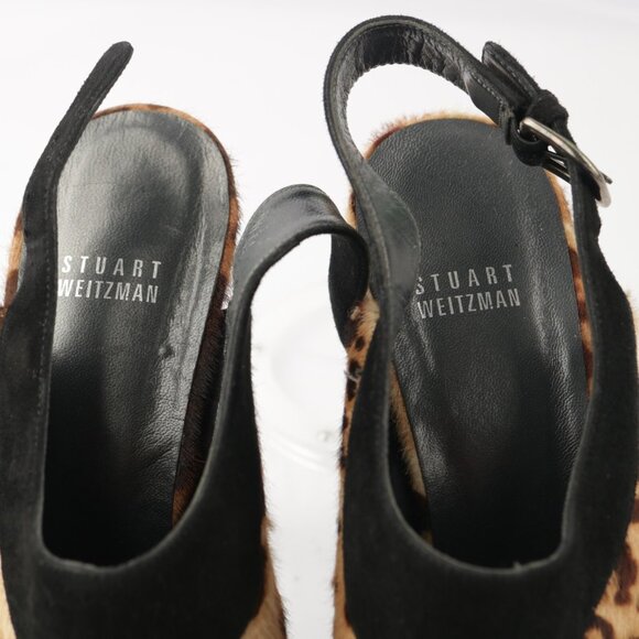 Stuart Weitzman Womens Pump Size 10.5 Brown Calf Hair Slingback Platform Heel - Picture 9 of 13
